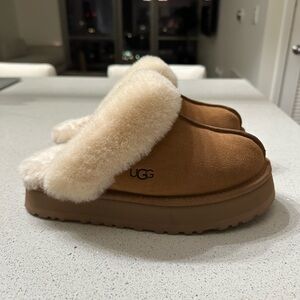 UGG Disquette Suede Fur Platform Slippers